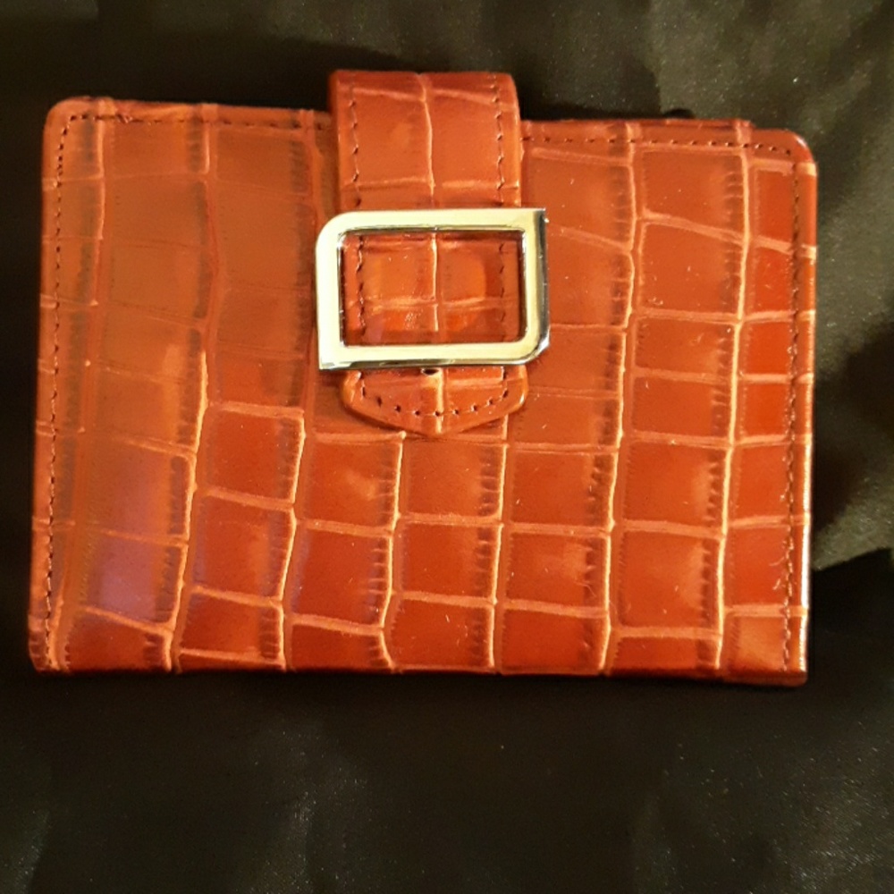 Croco Red Leather Bi-Fold Wallet with RFID
